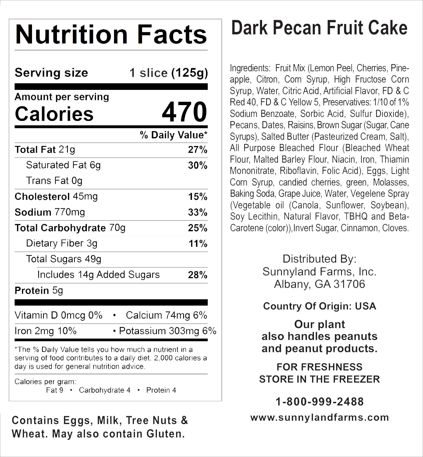 Order Dark Pecan Fruitcake Free Shipping Sunnyland Farms