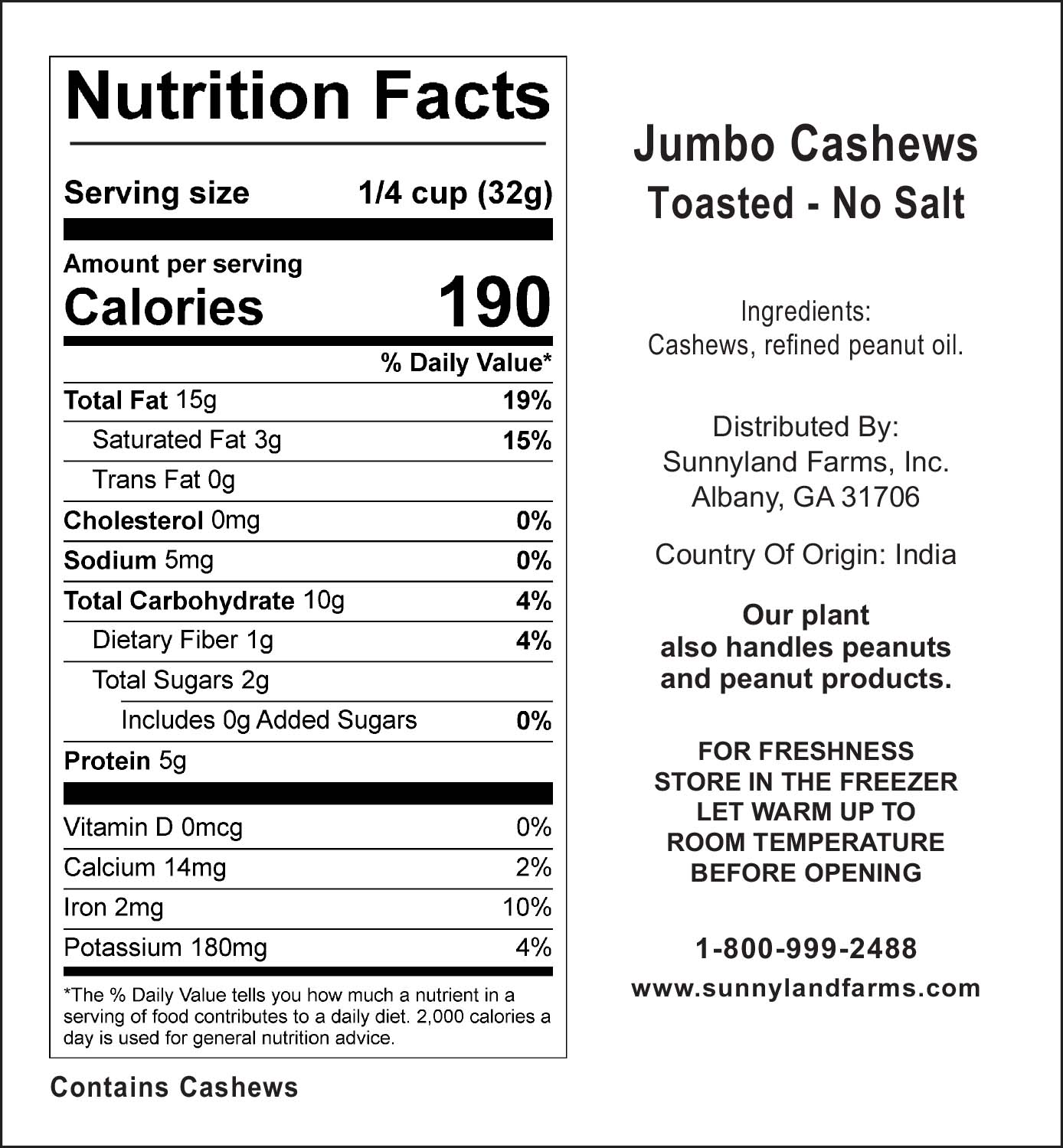 Cashews - NO Salt