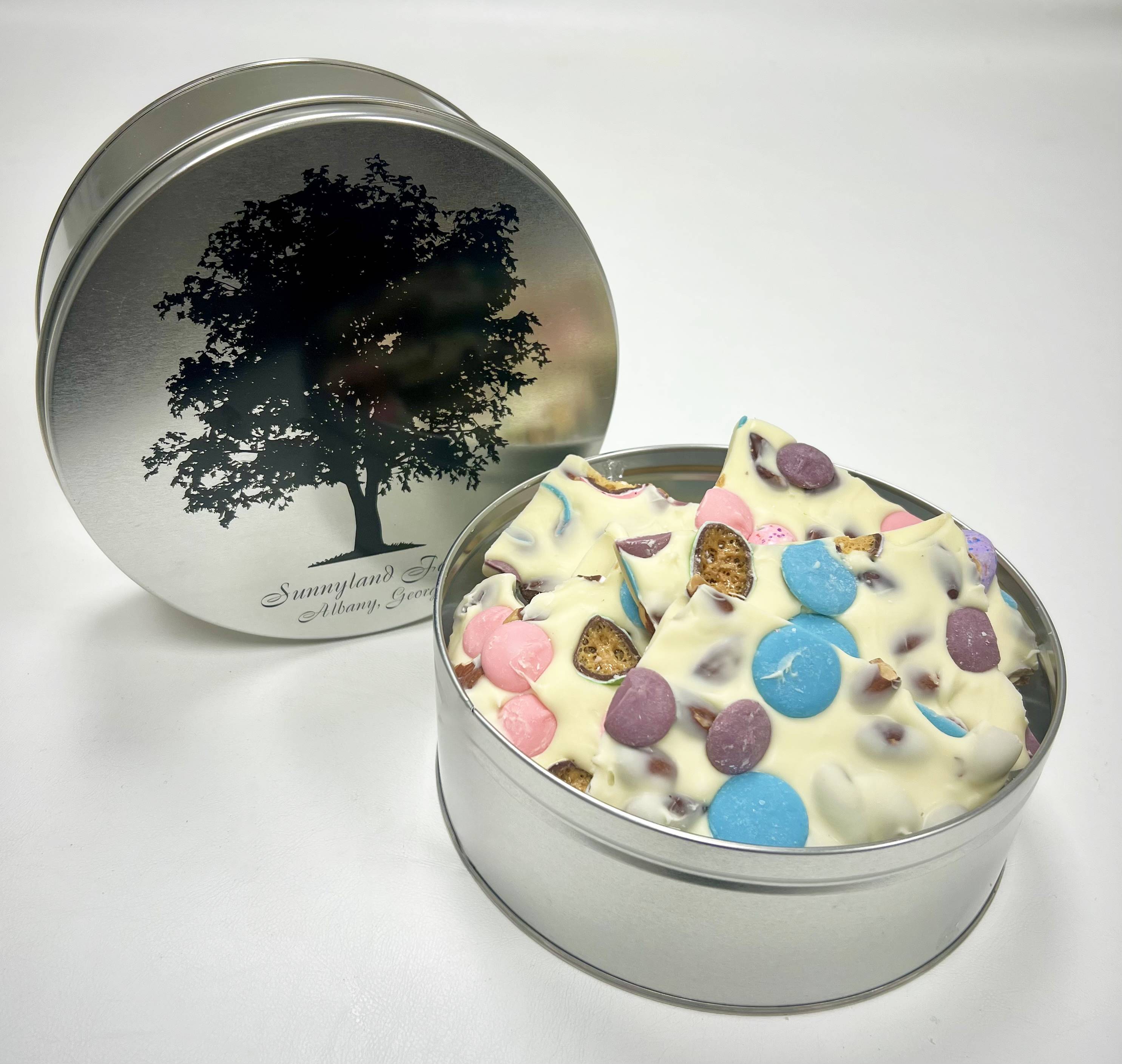 easter white chocolate almond bark gift tin